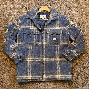 NWOT Quiksilver Women's Blue Plaid Zip-up Coat | Small